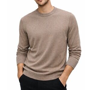 Zara Elevated Basic Neutral Crew‎ Neck Pullover Sweater Knit Cotton Silk Men M